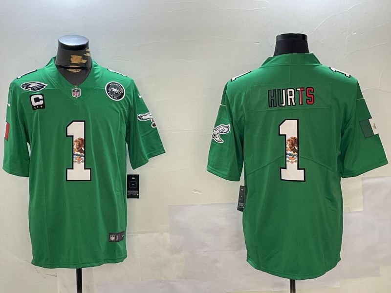 Men Philadelphia Eagles #1 Hurts Green Mexico 2024 Nike Vapor Limited NFL Jersey style 4->new orleans saints->NFL Jersey